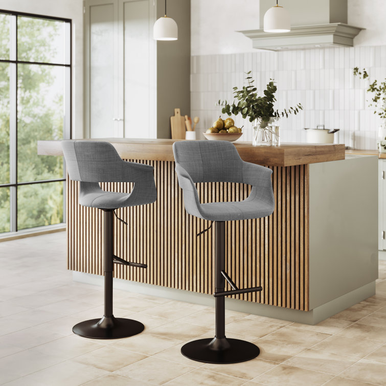 George Oliver Lakyia Swivel Upholstered Adjustable Height Counter Stool ...